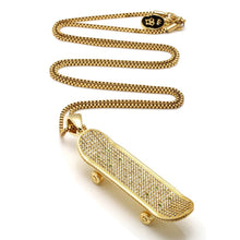 Load image into Gallery viewer, 14K Iced Skateboard Necklace
