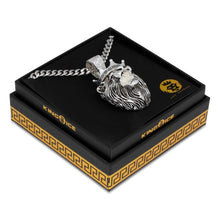 Load image into Gallery viewer, Antique White Gold Roaring Lion Necklace
