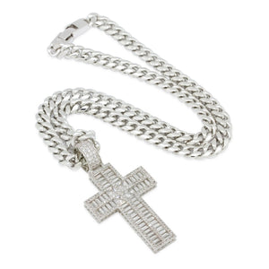 Baguette Cut Cross Necklace