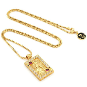 14K Gold Suicide King and Queen of Hearts Necklace